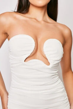Iris - White Extreme Plunge Bandeau Ruched Mini Dress -Deals Sarto View Store 08 07 MISSG 20447