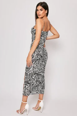Indiyah - Black Zebra Print Side Slit Midaxi Dress 9 Indiyah - Black Zebra Print Side Slit Midaxi Dress -Deals Sarto View Store 08 07 MISSG 20513
