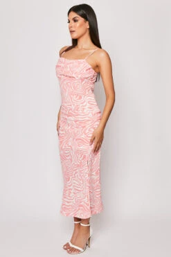 Indiyah - Pink Zebra Print Side Slit Midaxi Dress -Deals Sarto View Store 08 07 MISSG 20558