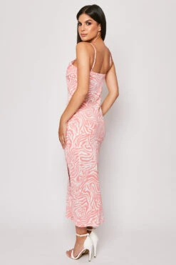 Indiyah - Pink Zebra Print Side Slit Midaxi Dress -Deals Sarto View Store 08 07 MISSG 20564