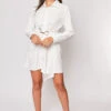 Steffany - White D Ring Asymmetric Shirt Dress