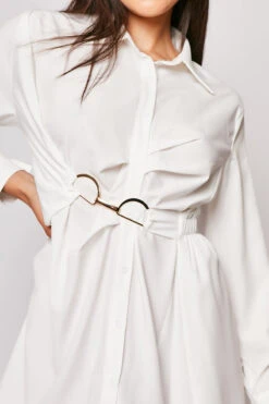 Steffany - White D Ring Asymmetric Shirt Dress -Deals Sarto View Store 08 07 MISSG 20607