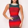 Cuba - High Neck Colour Block Bandage Dress