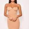 Rita - Tan Plunge Cut Out Bodycon Dress