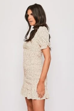 Beatrice - Nude Polka Dot V Mini Dress -Deals Sarto View Store 11 04 missg 13491