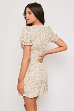 Beatrice - Nude Polka Dot V Mini Dress -Deals Sarto View Store 11 04 missg 13498