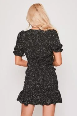 Beatrice - Black Polka Dot V Mini Dress -Deals Sarto View Store 11 04 missg 1428