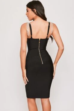 Blaise - Black Diamante Strap Bandage Midi Dress -Deals Sarto View Store 11 04 missg 2454