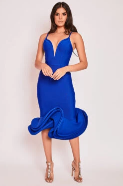 Ivy - Royal Blue Plunge Extreme Fishtail Bandage Dress