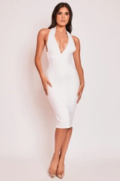 Deals Sarto View Store 5 Felicity - White Halterneck Bandage Midi Dress