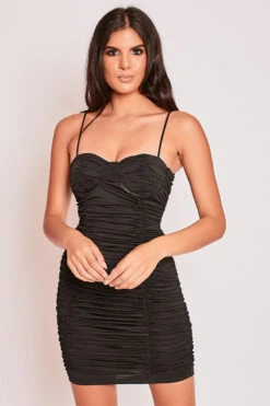 Harpa - Black Ruched Bodycon Dress
