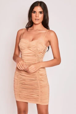 Harpa - Nude Ruched Bodycon Dress