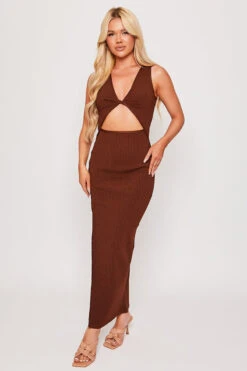 Bailey - Chocolate Thigh High Split Midaxi Dress