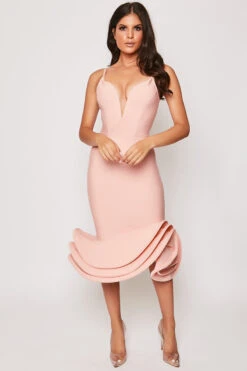 Ivy - Pink Plunge Extreme Fishtail Bandage Dress -Deals Sarto View Store 18 08 MISSG 41154