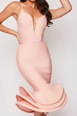 Ivy - Pink Plunge Extreme Fishtail Bandage Dress -Deals Sarto View Store 18 08 MISSG 41157