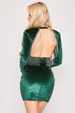 Giselle - Green Velvet Diamante Backless Dress -Deals Sarto View Store 19 11 MISSG 55577