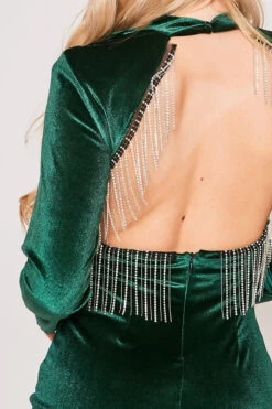 Giselle - Green Velvet Diamante Backless Dress -Deals Sarto View Store 19 11 MISSG 55579