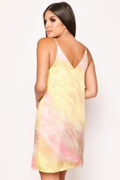 Mariana - Yellow & Pink Satin Tie Dye Cami Dress -Deals Sarto View Store 20 06 missg 0563