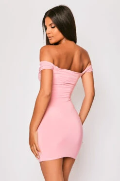Elin - Pink Off The Shoulder Ruched Bodycon Dress -Deals Sarto View Store 23 05 MISSG 72859