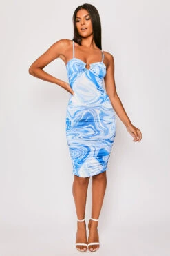 Talisa - Blue Marble Print Bodycon Dress 7 Talisa - Blue Marble Print Bodycon Dress -Deals Sarto View Store 23 05 MISSG 72873