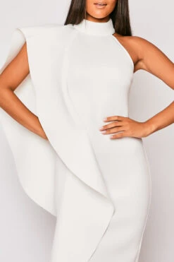 Sephy - White Scuba Frill Layered Bodycon Midi Dress -Deals Sarto View Store 23 05 MISSG 73114