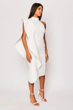 Sephy - White Scuba Frill Layered Bodycon Midi Dress -Deals Sarto View Store 23 05 MISSG 73117
