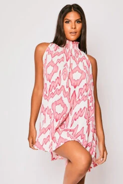 Opal - White & Pink Printed High Neck Mini Dress 8 Opal - White & Pink Printed High Neck Mini Dress -Deals Sarto View Store 23 05 MISSG 73333