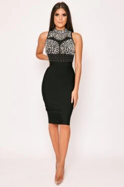 Manhattan - Black Jewel Embellished Bandage Dress