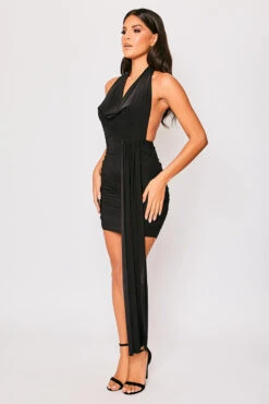 Petra - Black Cowl Neck Backless Bodycon Mini Dress -Deals Sarto View Store 23 09 MISSG 5364