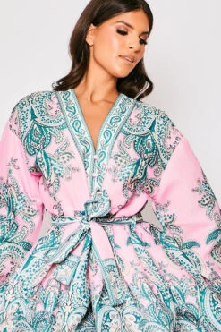 Marquis - Pink Paisley Belted Flare Mini Dress -Deals Sarto View Store 23 09 MISSG 5955