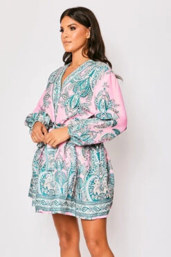 Marquis - Pink Paisley Belted Flare Mini Dress -Deals Sarto View Store 23 09 MISSG 5958