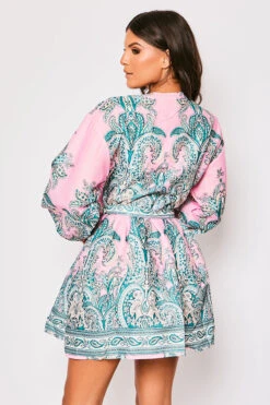 Marquis - Pink Paisley Belted Flare Mini Dress -Deals Sarto View Store 23 09 MISSG 5964