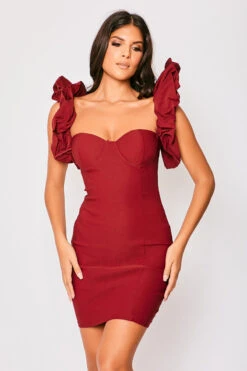 Hazel - Wine Puff Sleeve Mini Dress -Deals Sarto View Store 23 09 MISSG 6155