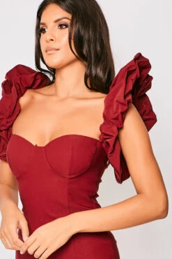 Hazel - Wine Puff Sleeve Mini Dress -Deals Sarto View Store 23 09 MISSG 6157