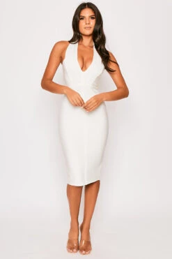 Robina - White Halterneck Ribbed Bandage Dress -Deals Sarto View Store 25 07 MISSG 0611