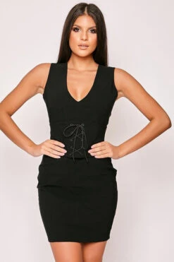 Mandie - Black Lace Tie Up Front Bodycon Dress 9 Mandie - Black Lace Tie Up Front Bodycon Dress -Deals Sarto View Store 26 10 missg 10754.1599599800