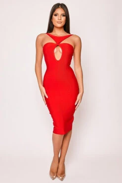 Cali - Red Peep Hole Bandage Midi Dress -Deals Sarto View Store 26 10 missg 9551.1572268271