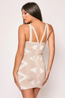 Montego - Nude & White Glitter Mini Bandage Dress -Deals Sarto View Store 26 10 missg 9997