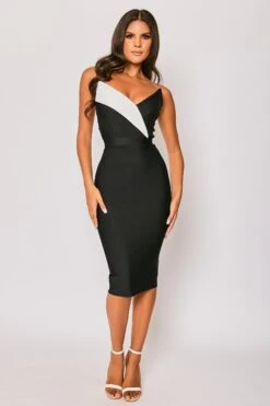 Shelby - Black & White Strapless Bandage Midi Dress -Deals Sarto View Store 27 06 MISSG 80281