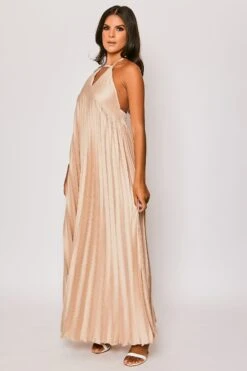 Paloma - Nude Pleated Satin Maxi Dress -Deals Sarto View Store 27 06 MISSG 80337