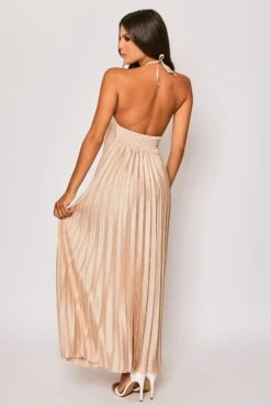 Paloma - Nude Pleated Satin Maxi Dress -Deals Sarto View Store 27 06 MISSG 80344