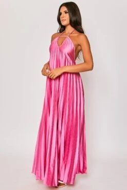 Paloma - Hot Pink Pleated Satin Maxi Dress -Deals Sarto View Store 27 06 MISSG 80360