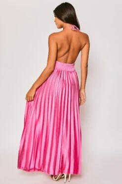 Paloma - Hot Pink Pleated Satin Maxi Dress -Deals Sarto View Store 27 06 MISSG 80365