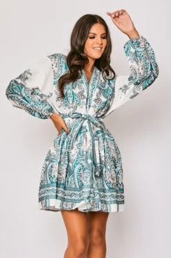 Marquis - White Paisley Belted Flare Mini Dress -Deals Sarto View Store 27 06 MISSG 80514