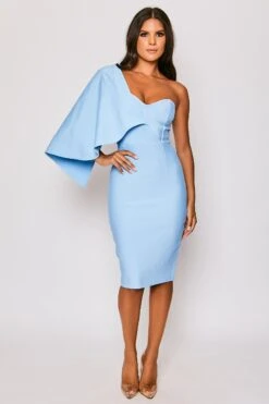 Sofie - Baby Blue One Shoulder Caped Bandage Dress -Deals Sarto View Store 27 06 MISSG 80816