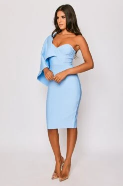 Sofie - Baby Blue One Shoulder Caped Bandage Dress -Deals Sarto View Store 27 06 MISSG 80828