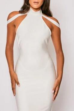 Isadora - White High Neck Bandage Midi Dress -Deals Sarto View Store 27 06 MISSG 80930