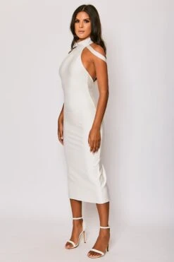Isadora - White High Neck Bandage Midi Dress -Deals Sarto View Store 27 06 MISSG 80936