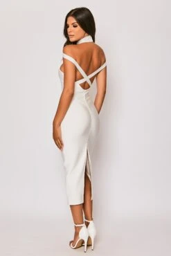 Isadora - White High Neck Bandage Midi Dress -Deals Sarto View Store 27 06 MISSG 80940