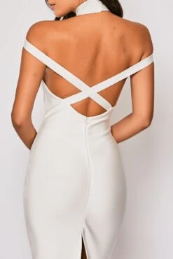 Isadora - White High Neck Bandage Midi Dress -Deals Sarto View Store 27 06 MISSG 80942